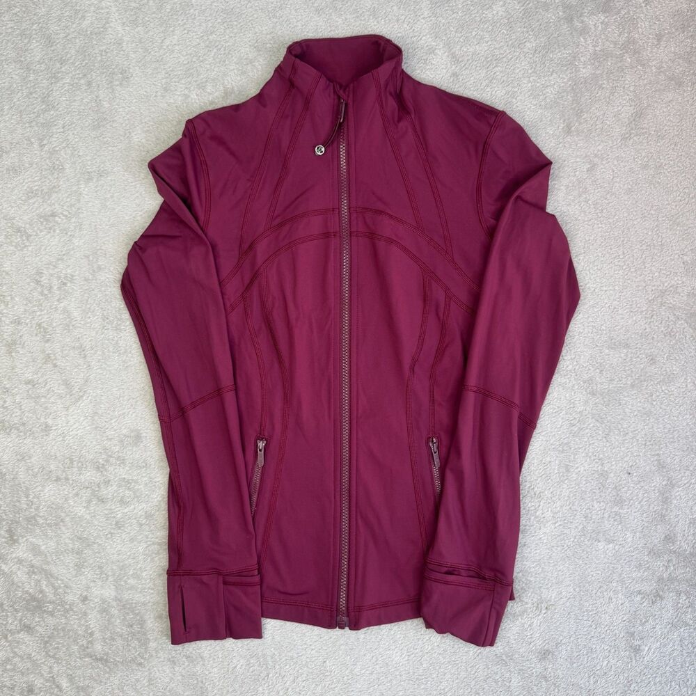 Lululemon Define Jacket Womens 6 Burgundy Athletic Fit Thumbhole Sleeve Full Zip
